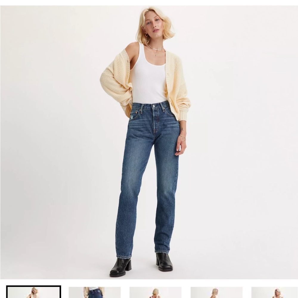 Levi’s 501 dark wash button fly jeans